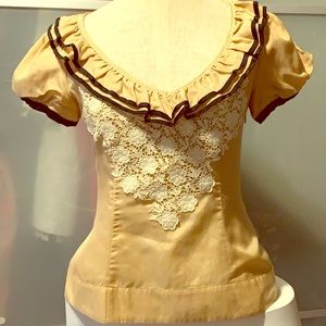 Crochet lace ruffle blouse